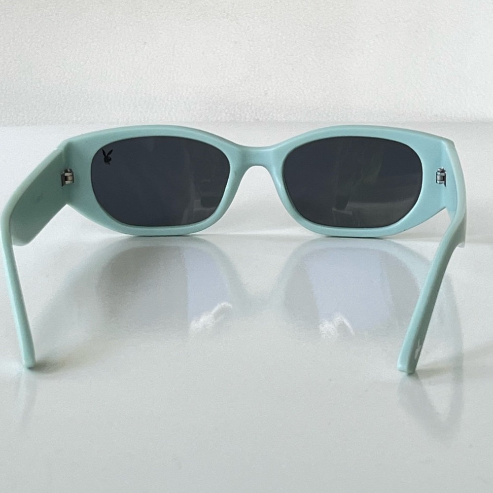 Playboy Y2K Bunny Icon Pastel Blue Sunnies Rectangular Sunglasses - Picture 8 of 8